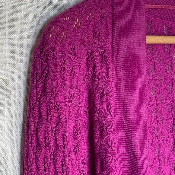 Croft & Barrow Womens Open Knit Cardigan Size M Vacation Beachy Tropical Layers - Picture 4 of 14